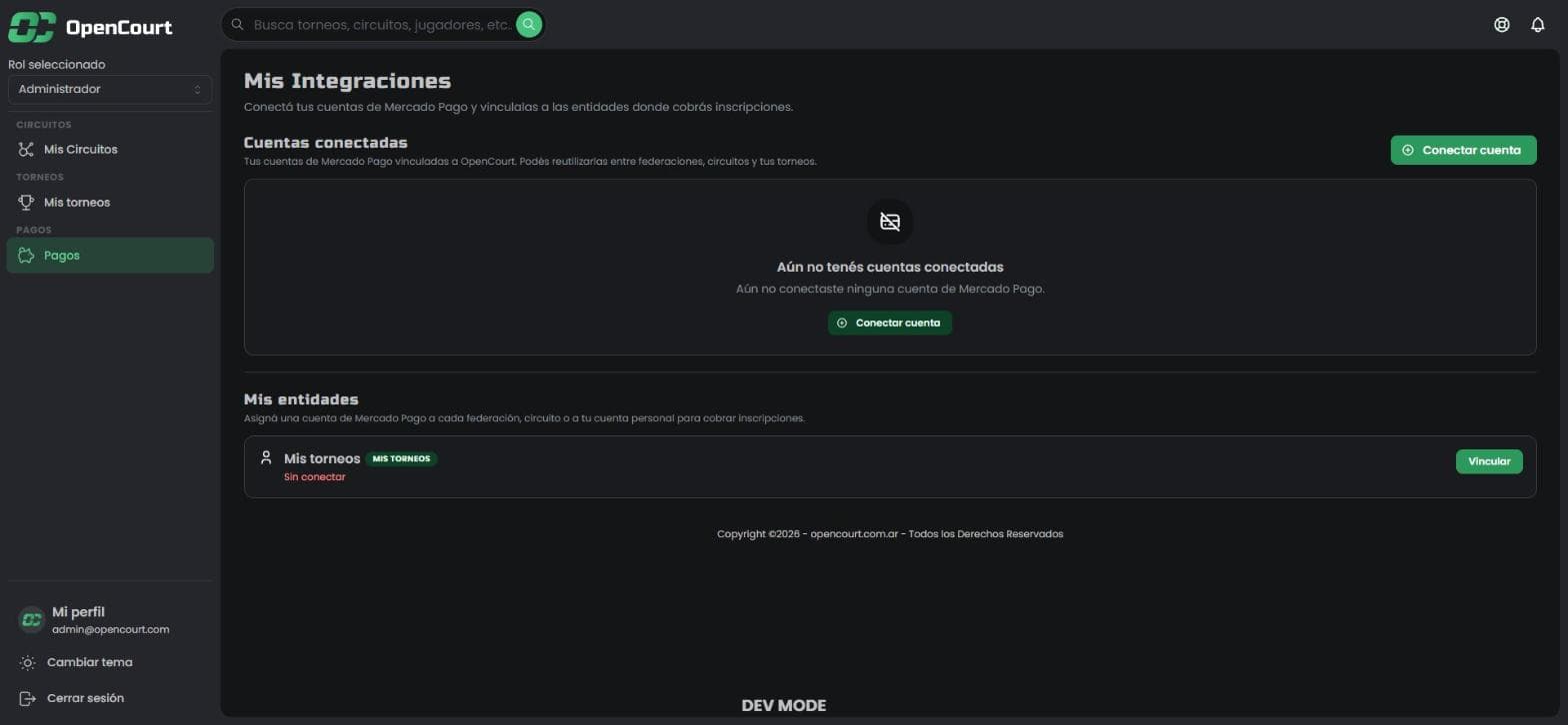 Pantalla Mis Integraciones con las secciones Cuentas conectadas y Mis entidades, todavía sin ninguna cuenta